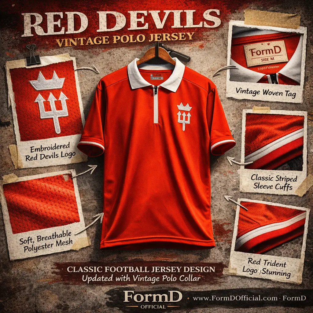 FORM D S-4XL คอซิบ เสื้อกีฬา ผีแดง แขนสั้น คอปก ทรง OVERSIZE ระบายอากาศดี เสื้อฟ