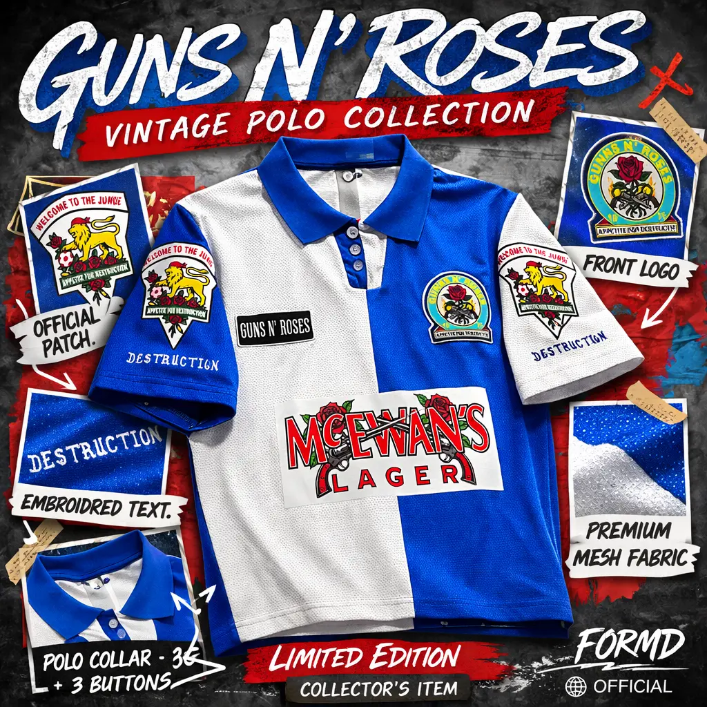 เสื้อฟุตบอลย้อนยุค BlackBurn 1995 x Guns&Roses Limited Editi